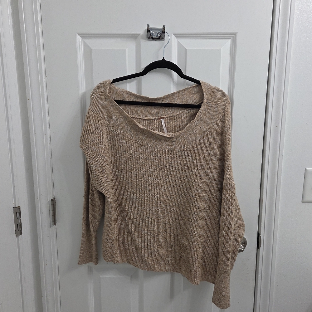 Free People Off-the-Shoulder Tan Sweater